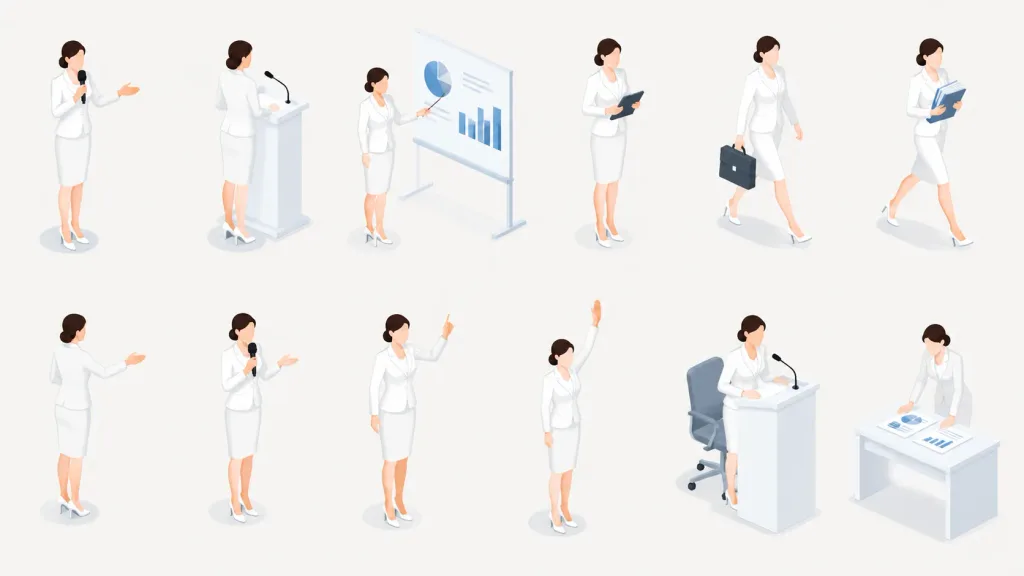 Isometric Business Presenter Pose Sheet