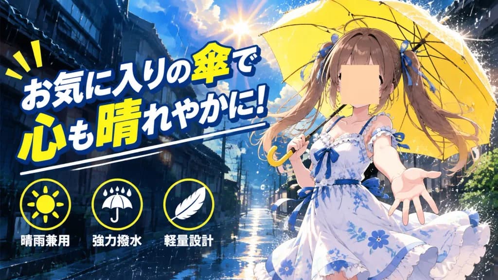 Anime Rainy Street Umbrella Ad Poster