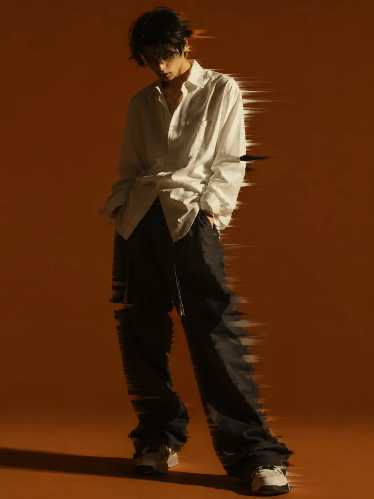 Editorial Fashion Glitch Smear Portrait
