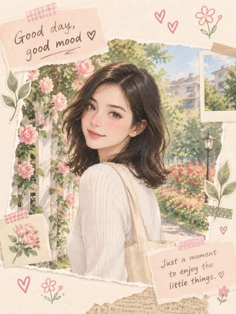 인물 사진 기반 카와이 스크랩북 일러스트