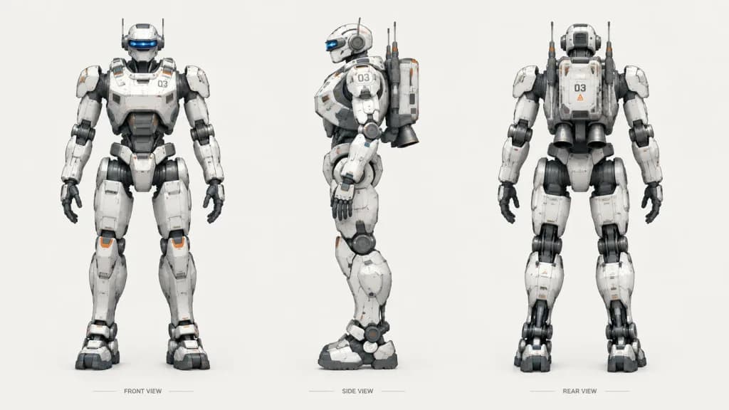月面作業用人型ロボット三面図
