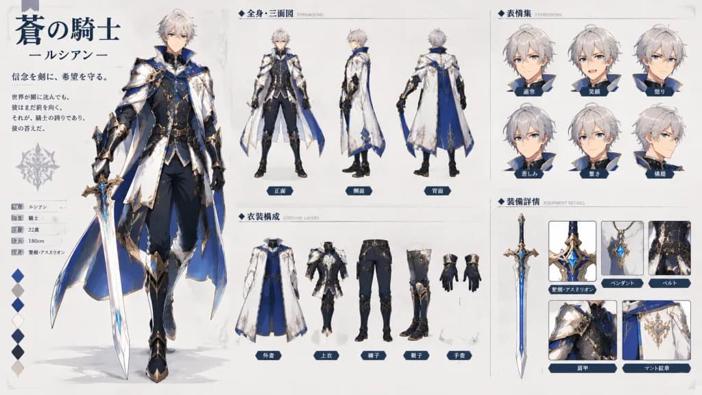 애니메이션 RPG 캐릭터 설정 시트