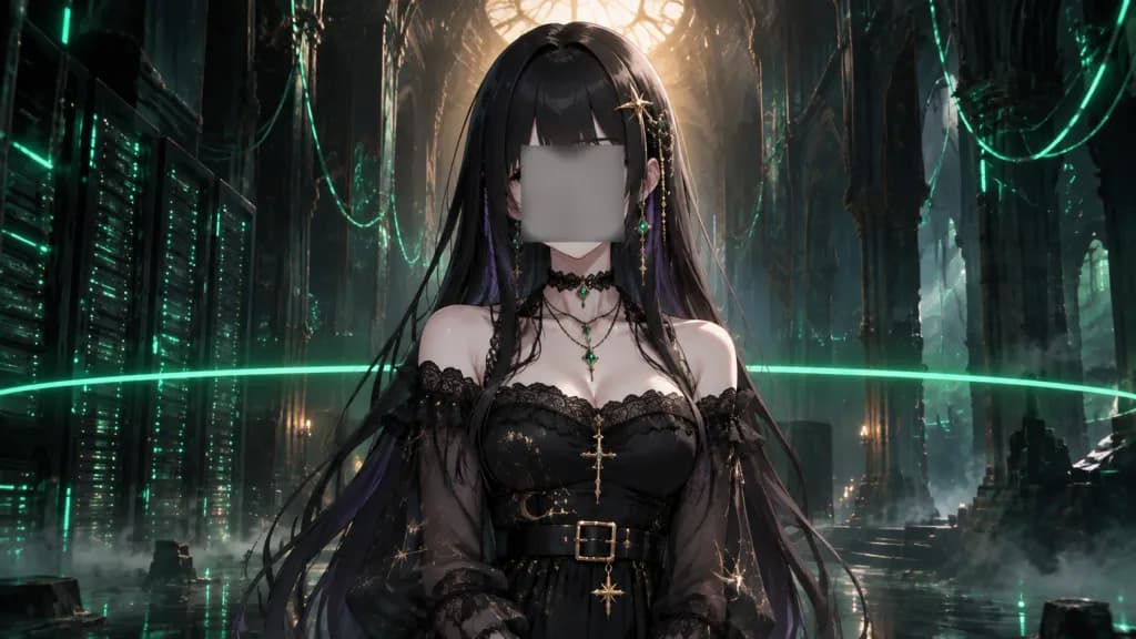 Gothic Cyber Diva VTuber Portrait