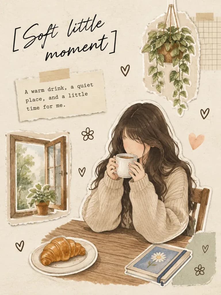 Cozy Beige Sticker Journal Collage