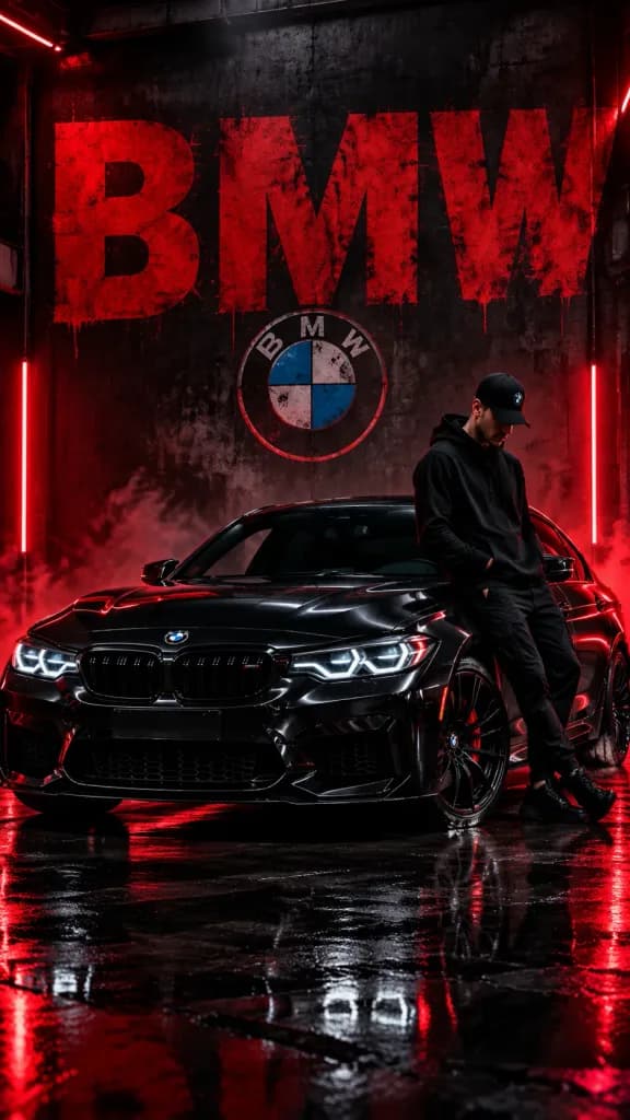Cyberpunk Neon Garage Car Poster
