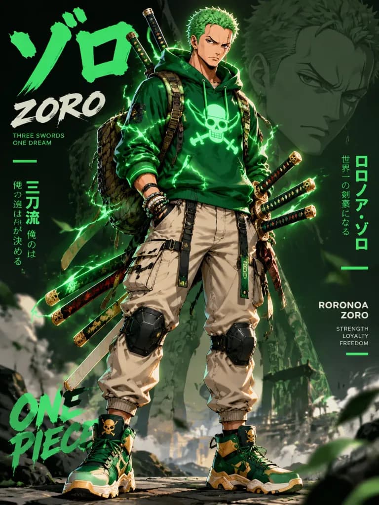 Ritratto di Spadaccino Anime in Streetwear Moderno