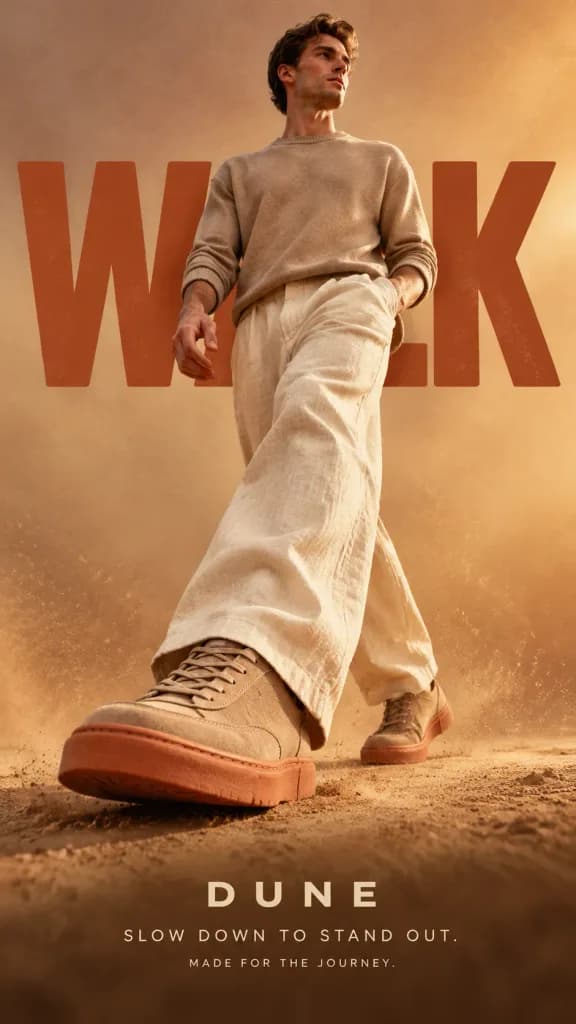 Editorial Warm Tone Sneaker Ad Poster