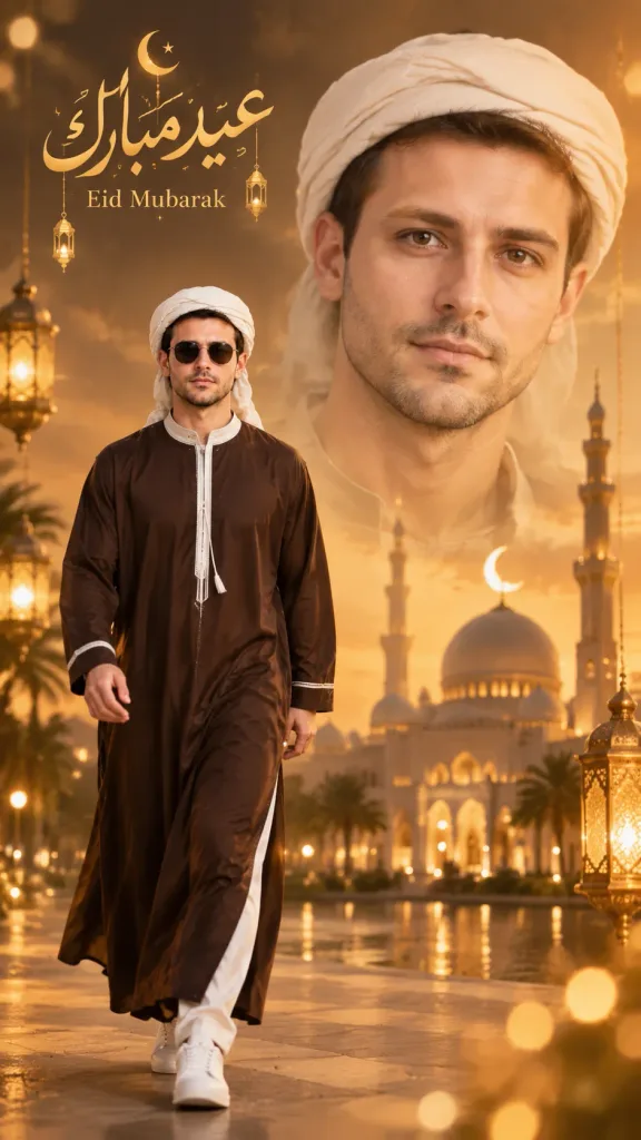Eid Mubarak Golden Festive Portrait