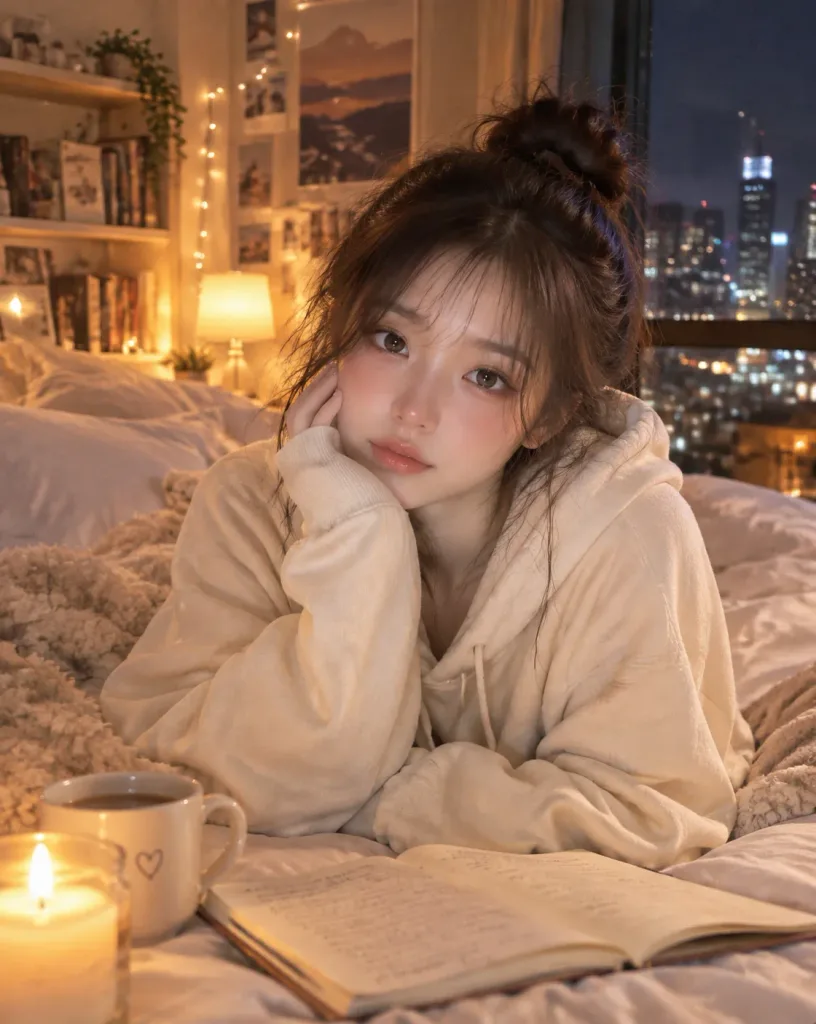 Cozy Late-Night Bedroom Portrait