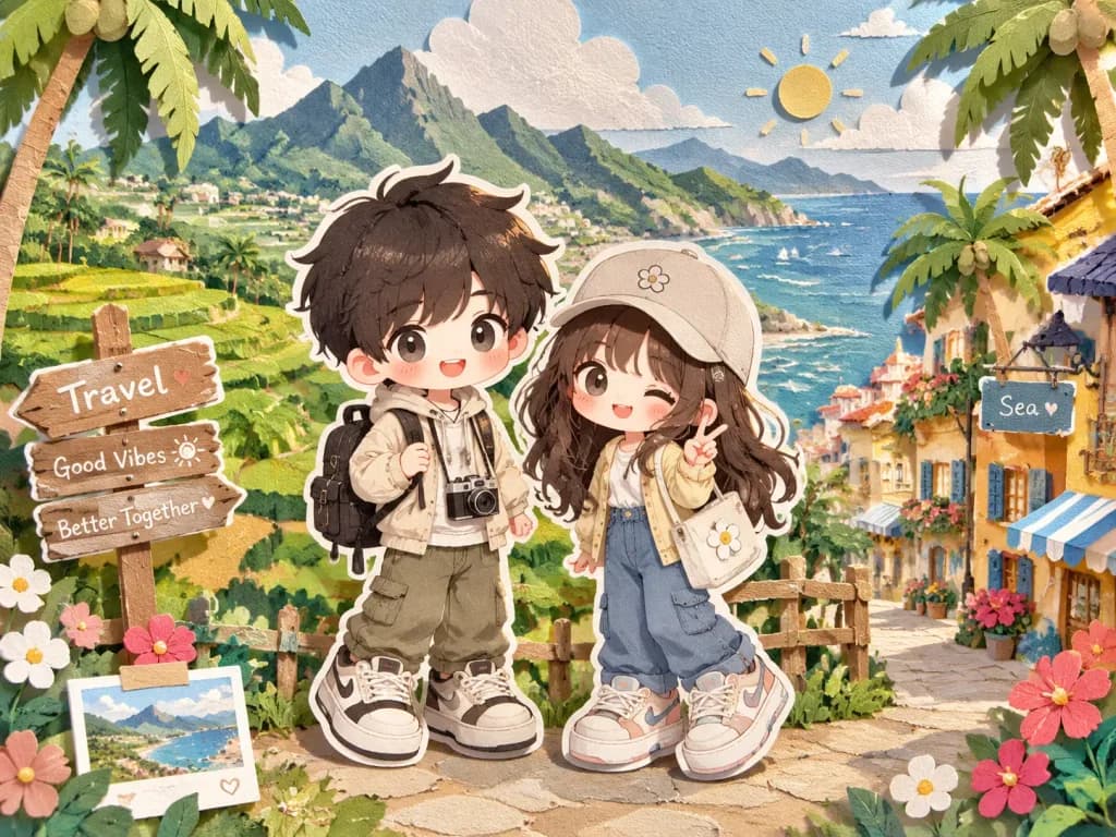 多層ペーパークラフトのちびキャラジオラマ世界