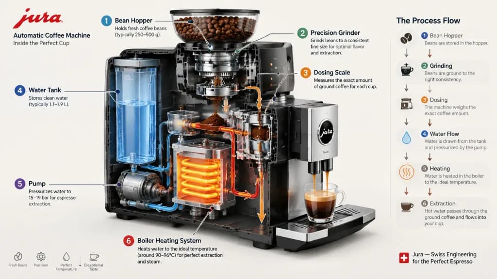 Automatic Coffee Machine Technical Infographic