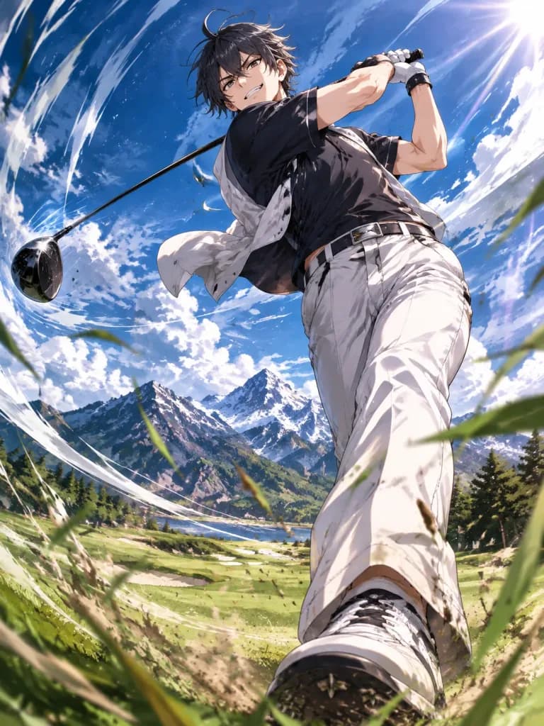 Manga Sports Character Golf Redraw
