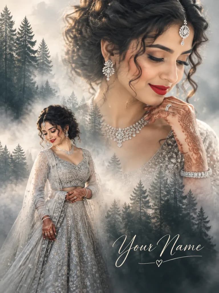 Double Exposure Indian Bridal Poster