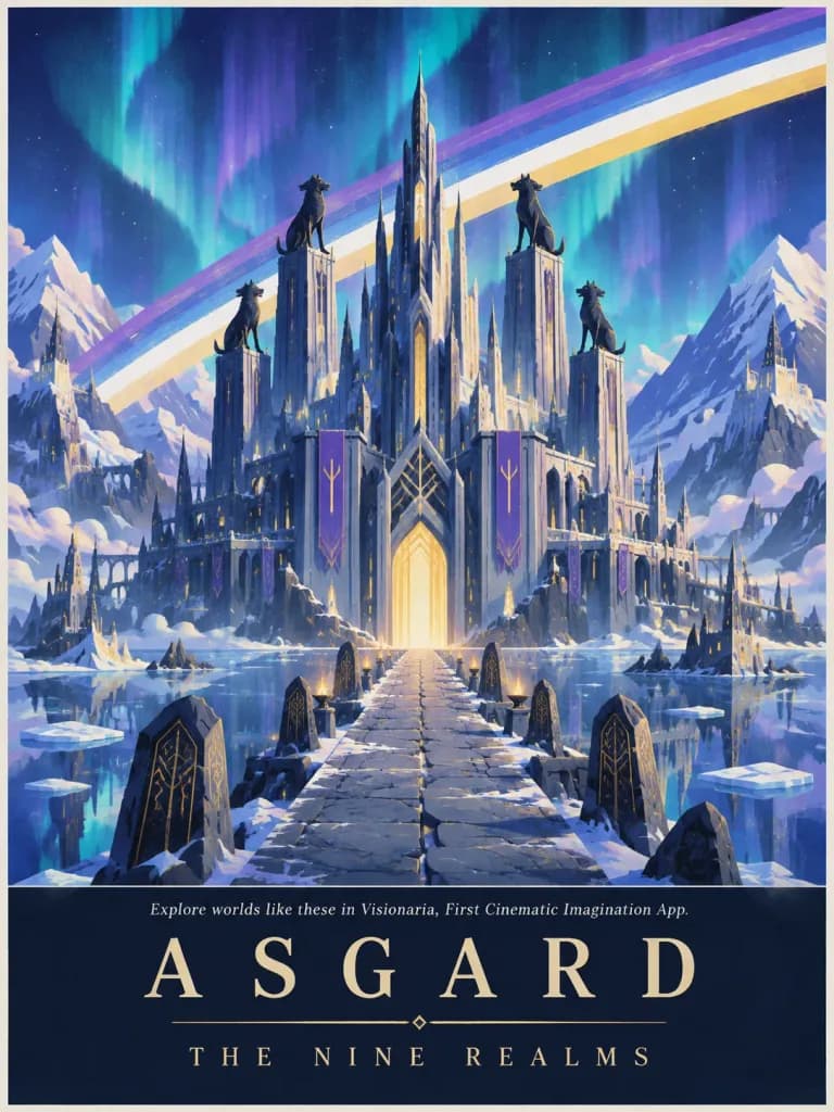 アスガルドのアールデコ風ヴィンテージ旅行ポスター