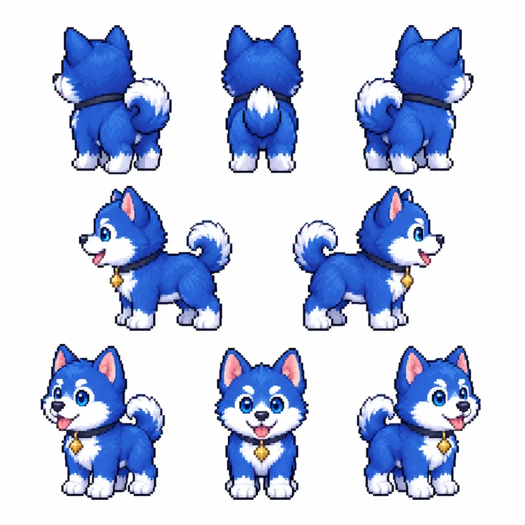 Pixel Art Puppy Sprite Sheet