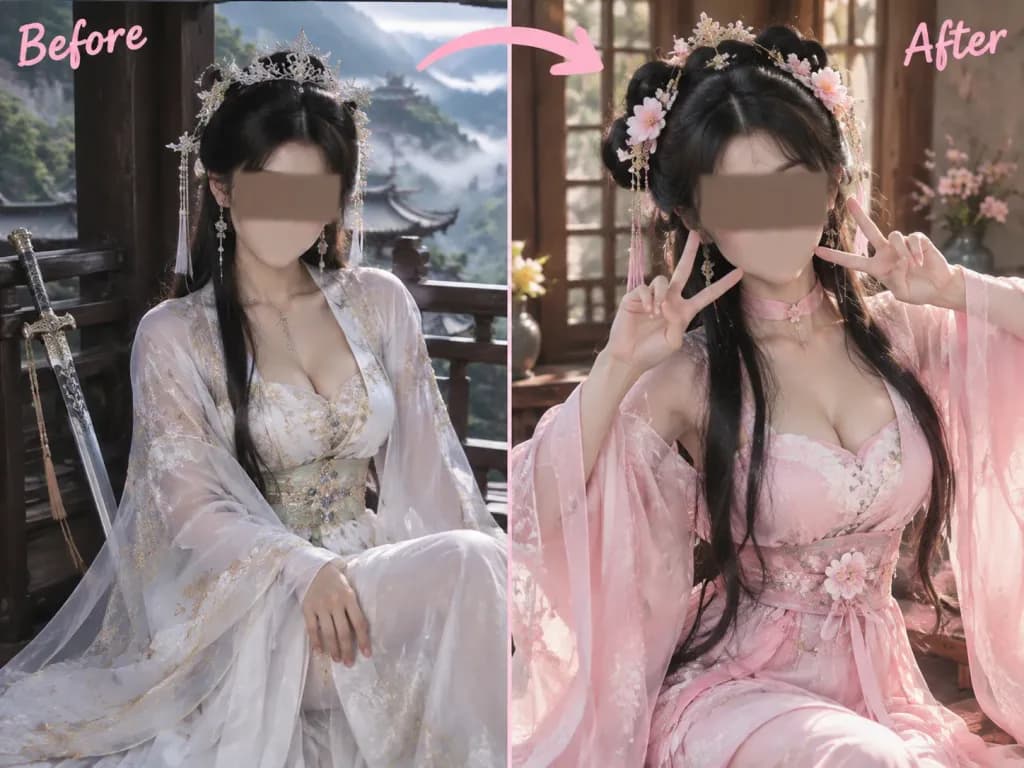 Ancient Fantasy Cosplay Transformation Diptych