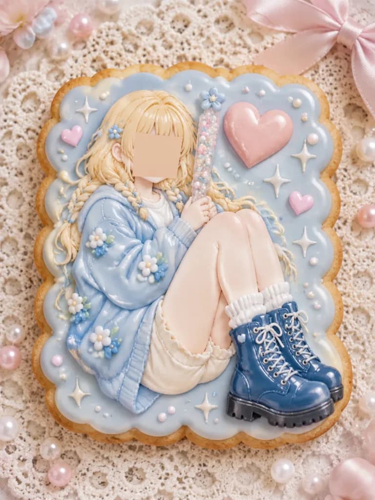 可愛いアニメキャラのアイシングクッキー