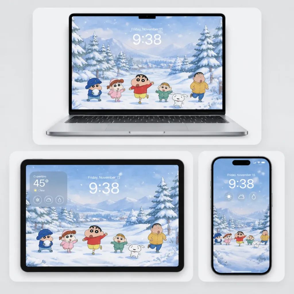 Winter Anime Multi-Device Wallpaper Mockup