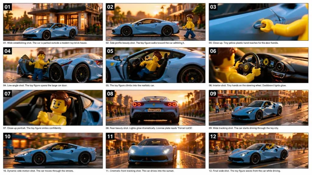 Toy Driver Luxury Supercar Storyboard Sheet