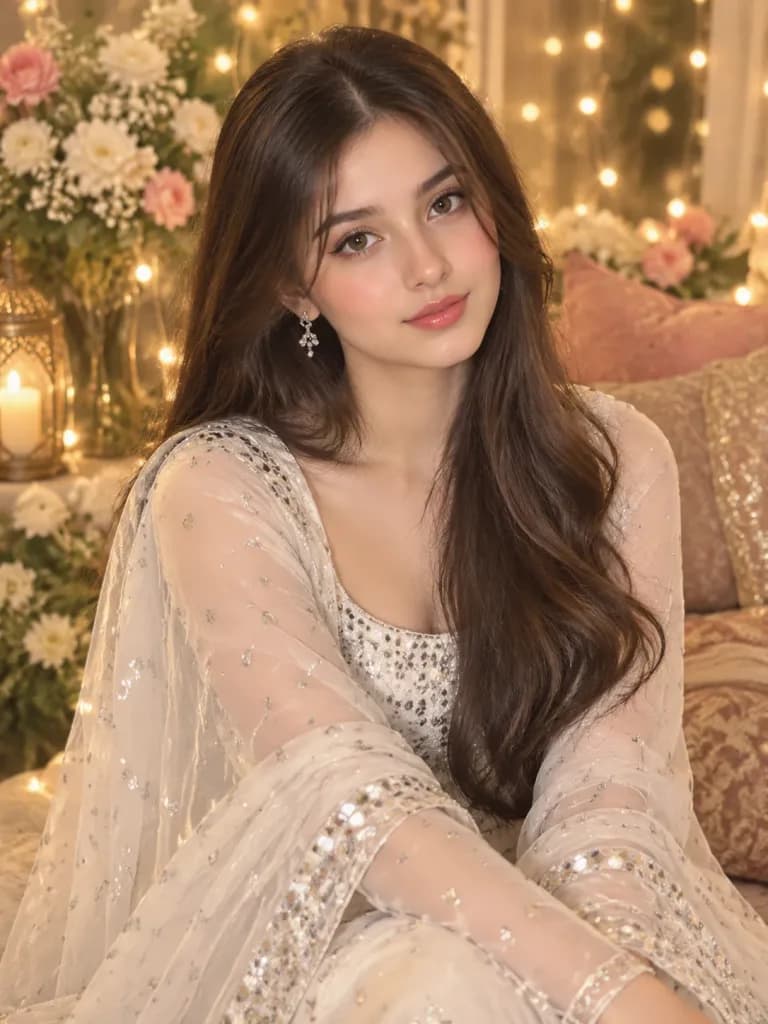 Traditional Portrait Under Fairy Lights