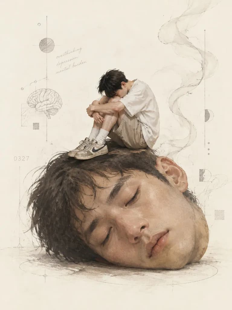 Illustrazione Surrealista sul Rimuginio Mentale