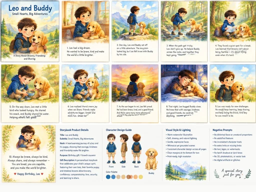 Personalisierter Aquarell-Kinderbuch-Generator