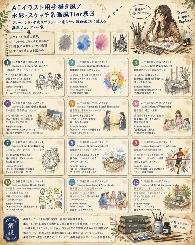 Watercolor Sketch Style Guide Infographic Poster