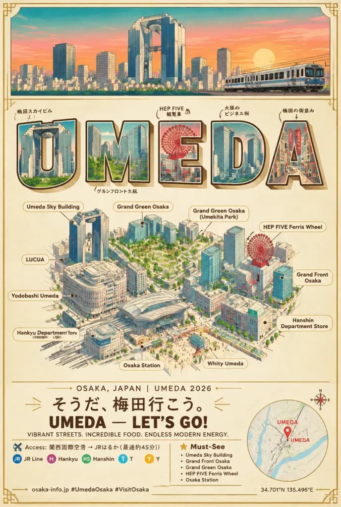 Retro Japanese Travel Poster Infographic
