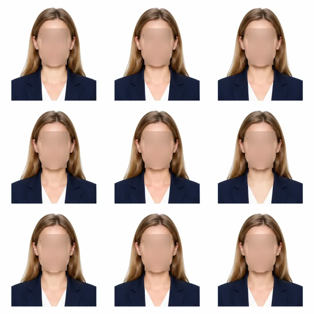 Grid Sheet of Anonymized ID Photos