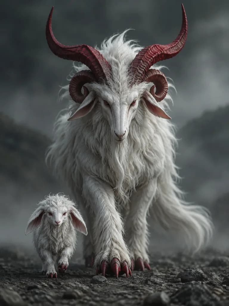 White Horned Chimera Guardian and Baby