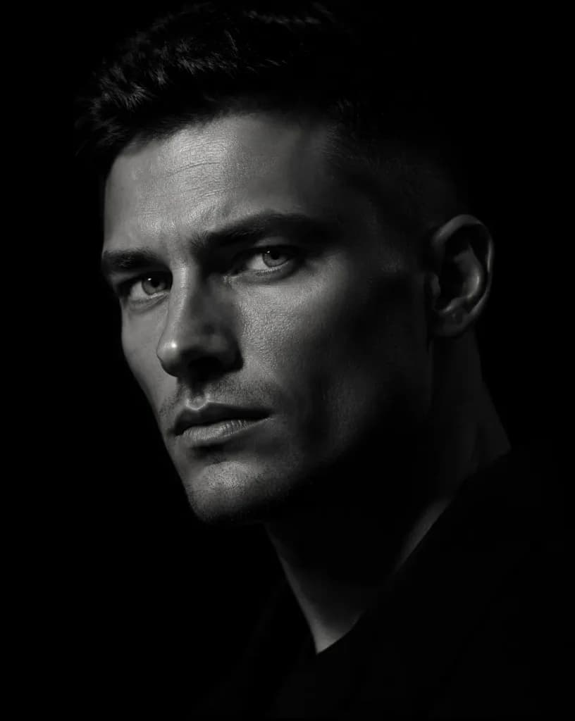 Chiaroscuro Black and White Male Portrait