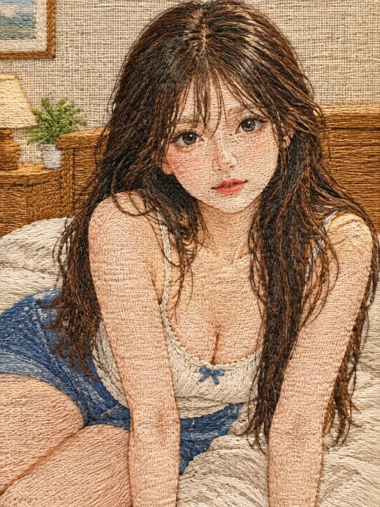 Handcrafted Embroidery Textile Portrait