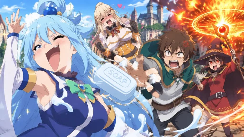 Chaotic Anime Comedy Party Scene