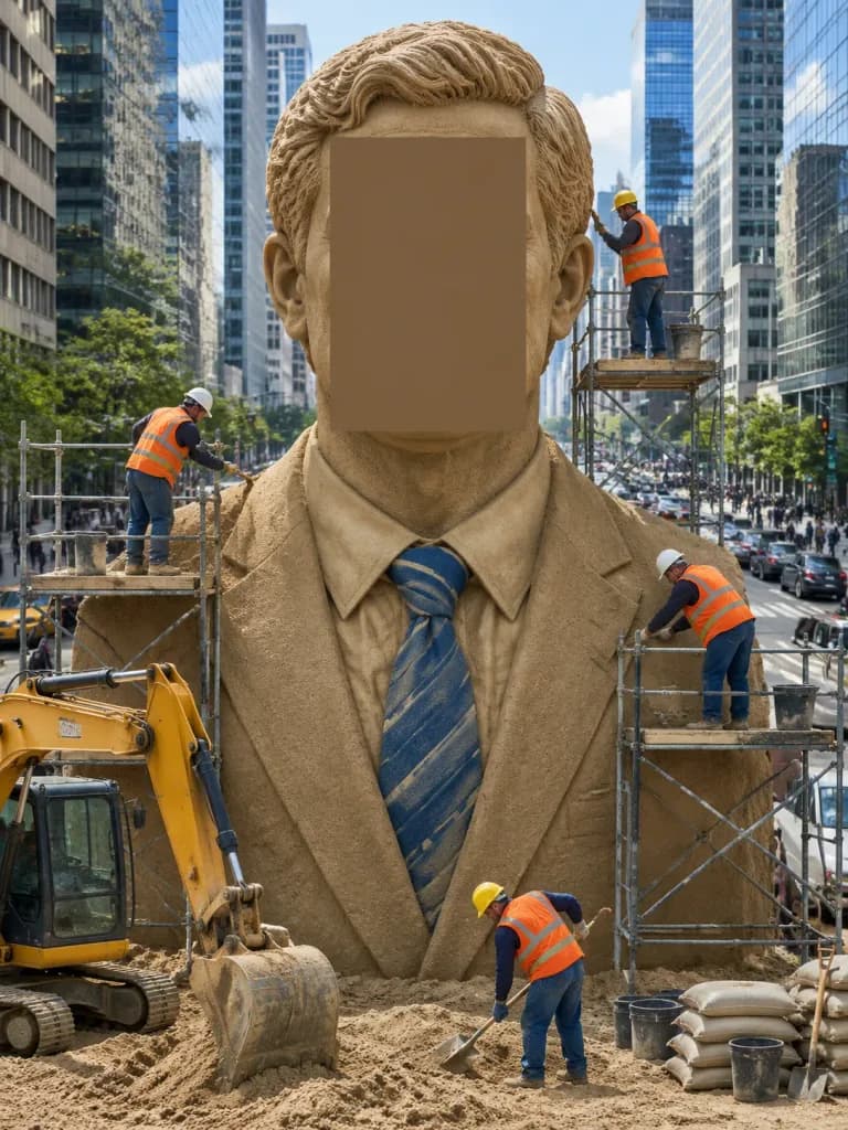 Giant Censored Sand Businessman Sculpture