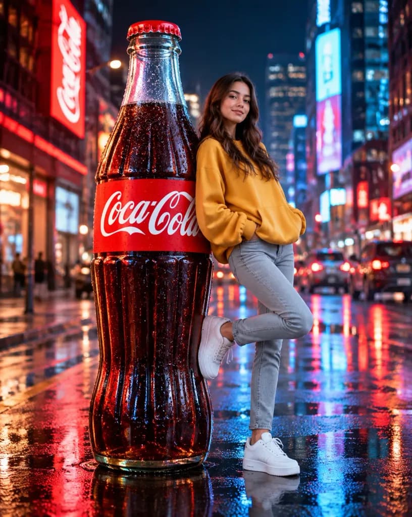 Neon Street Night with Giant Coca-Cola