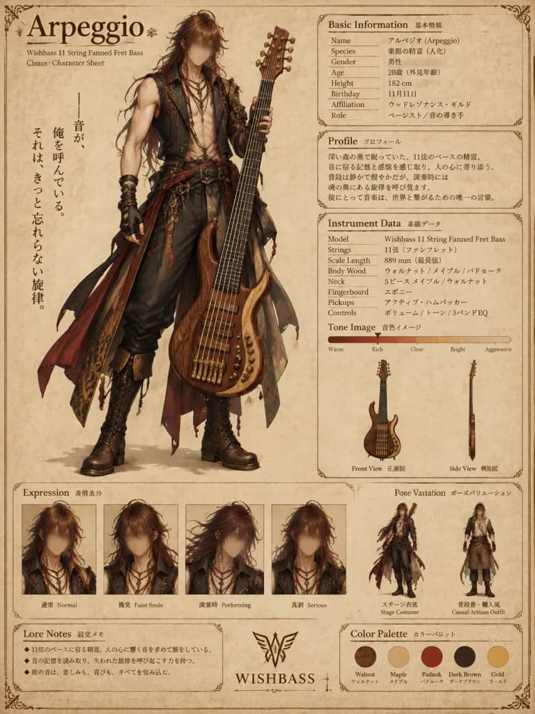 Fiche de Personnage d'Esprit d'Instrument Fantastique