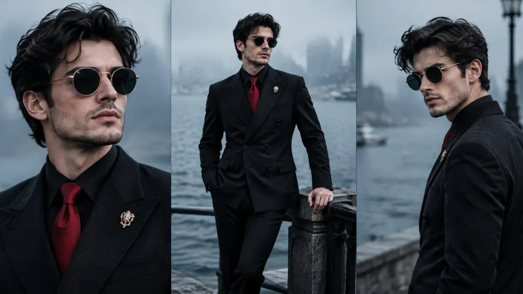 Dreiteiliges Herrenmode-Editorial