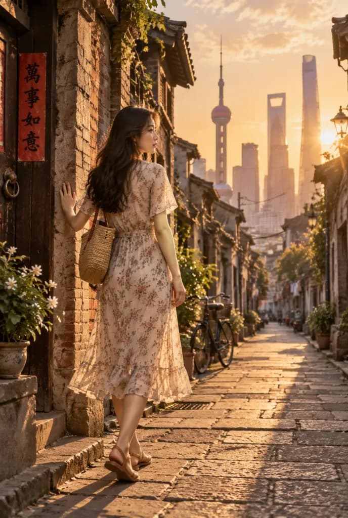 Dusk Portrait at Shanghai Longtang Threshold