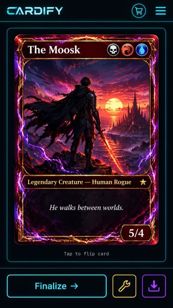 Cyberpunk Fantasy Trading Card App UI