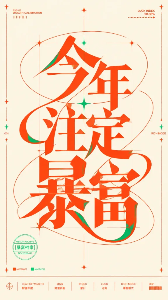 Experimental Chinese Wealth Typography Poster