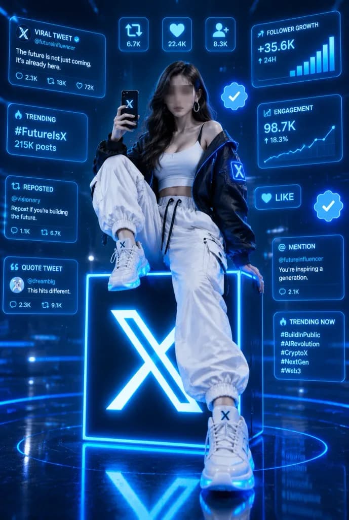 Futuristic Tech Influencer with Holographic UI