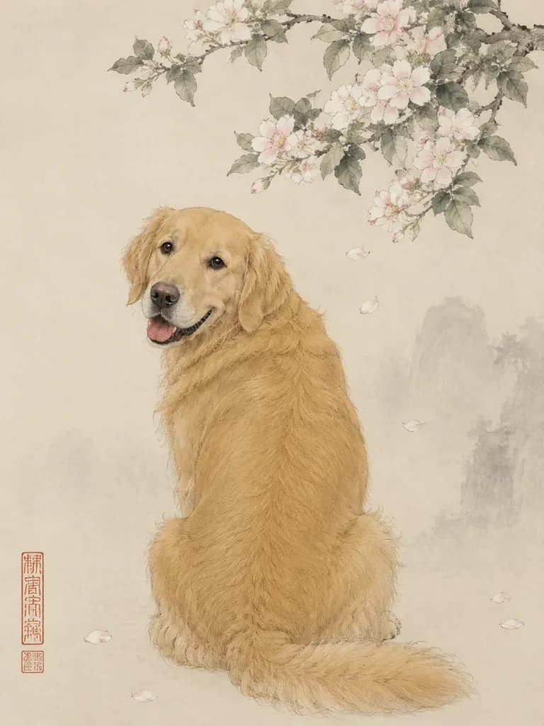 宋代工筆畫寵物肖像