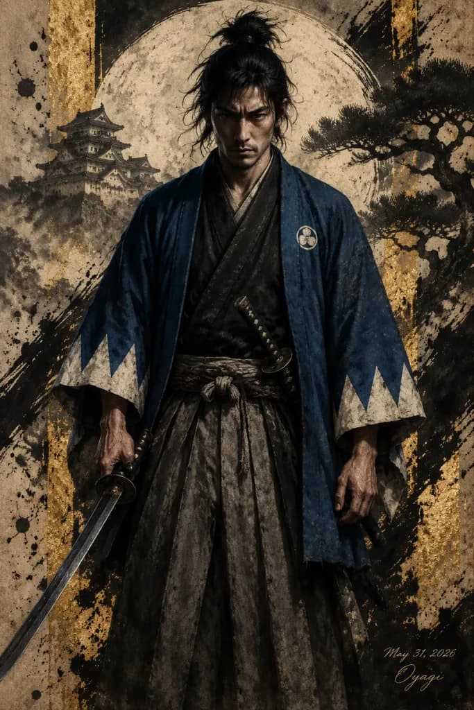 Edo Shinsengumi Samurai Ink Portrait