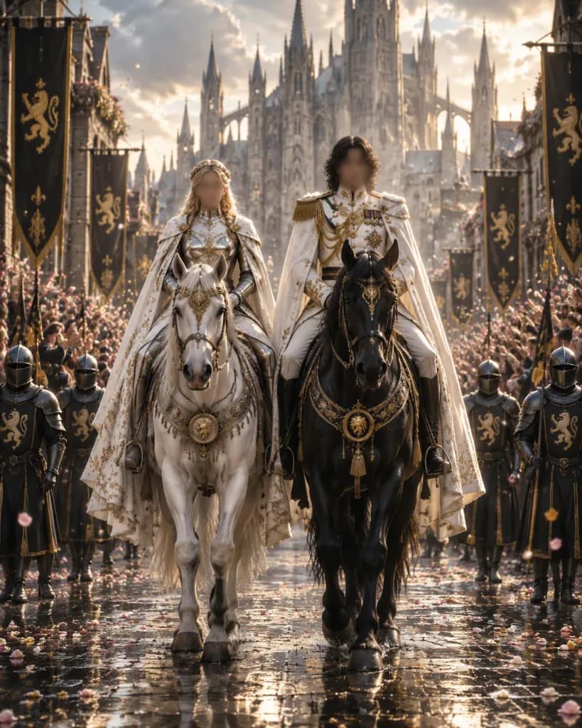 Royal Procession on Cobblestone Boulevard