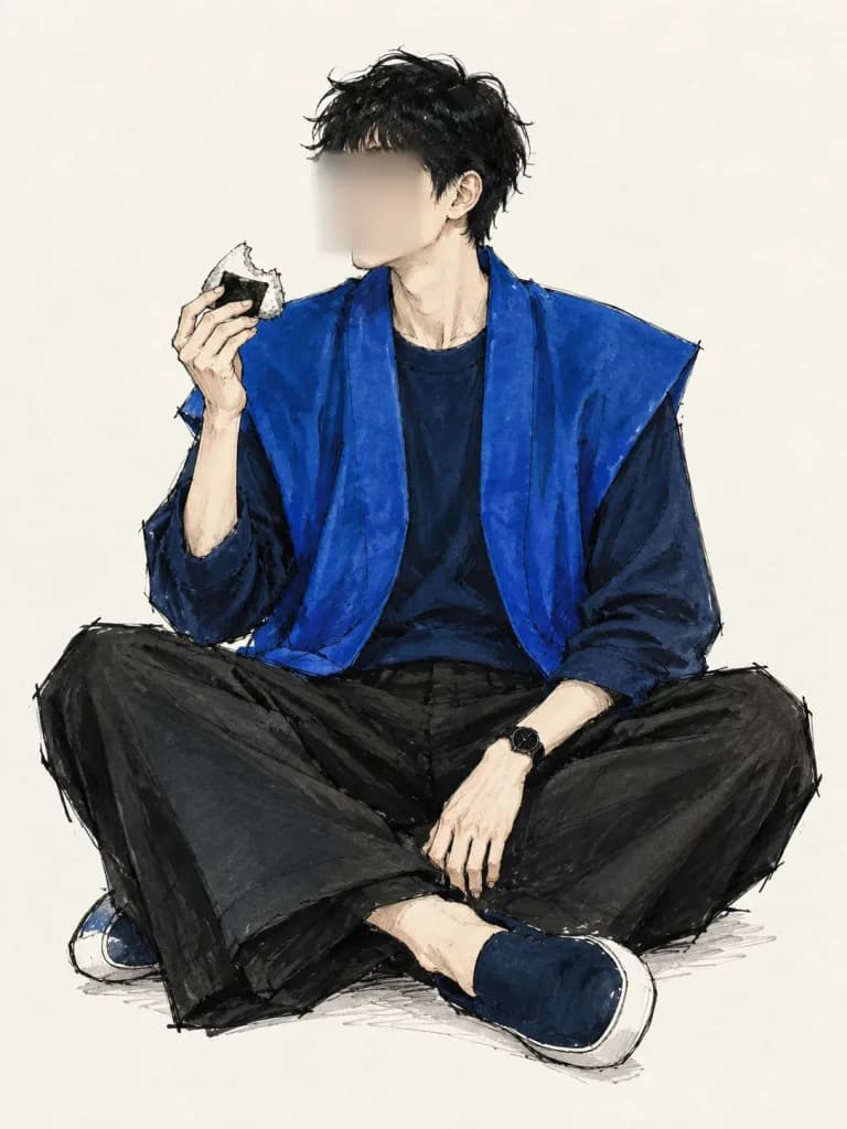 Cobalt Blue Vest Fashion Sketch
