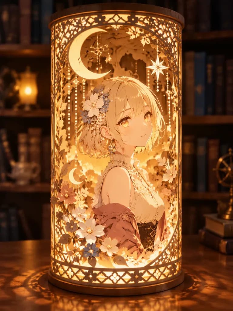 Anime Kirigami Paper-Cut Lantern Diorama