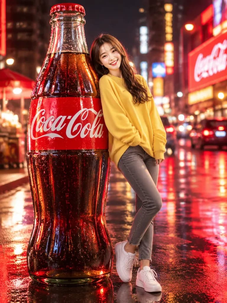 Iklan Jalanan Neon Botol Soda Raksasa