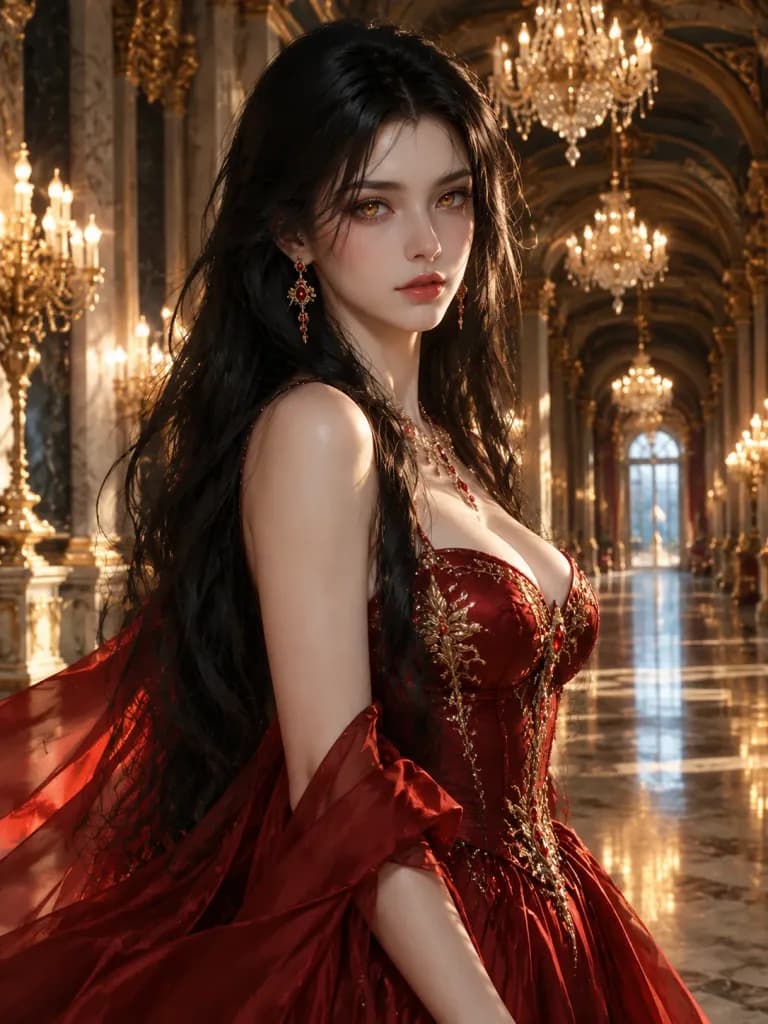 宮殿長廊禮服人像
