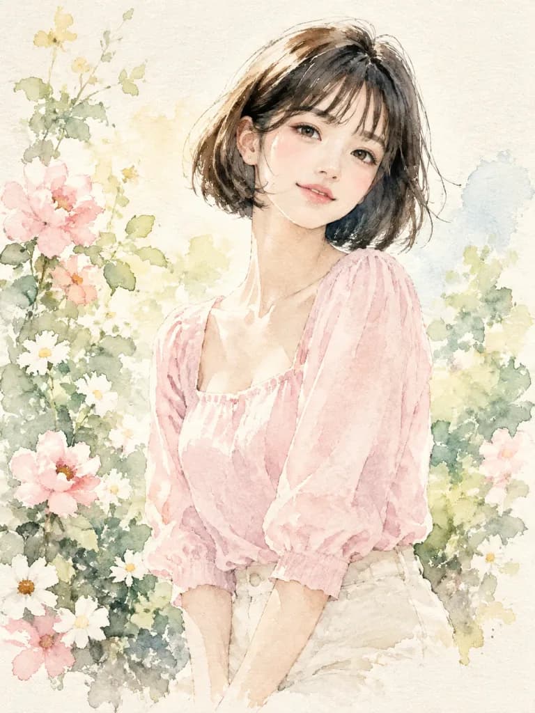 패션 에디토리얼 수채화 인물 일러스트