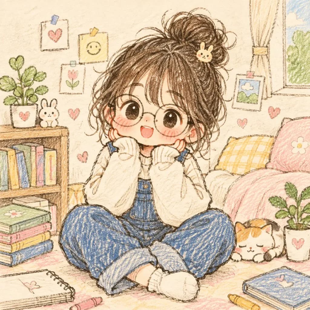 Cozy Sketchbook Chibi Girl Illustration